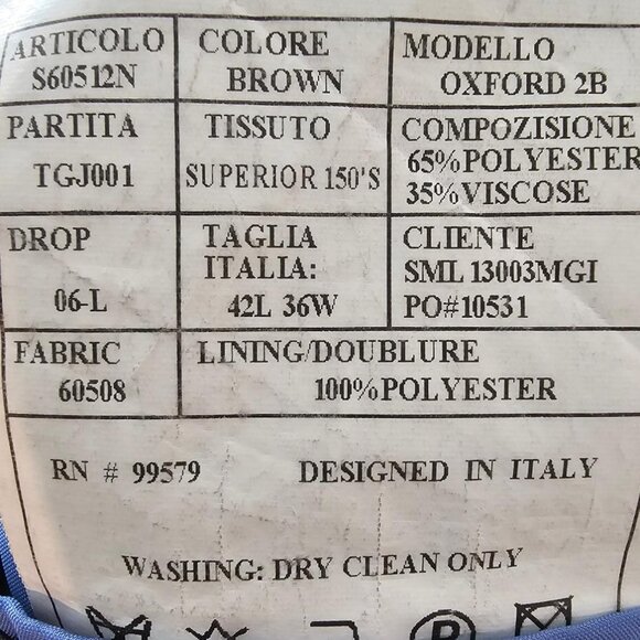 Valenti Uomo Suit 2 pc 42L x 36x32 pants Brown - Picture 9 of 9